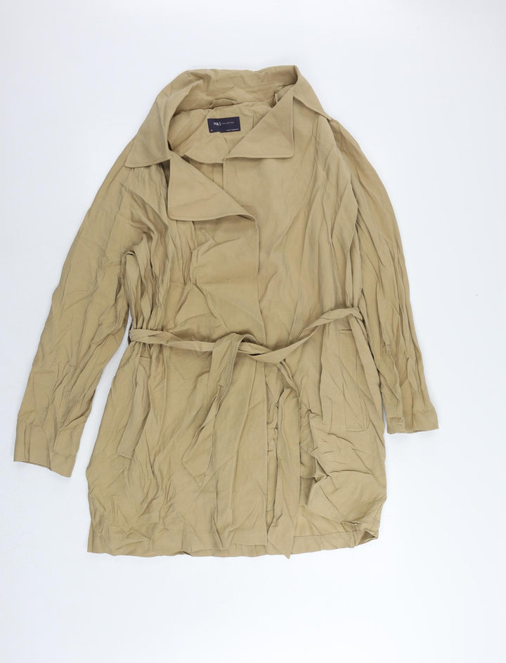 Marks and Spencer Womens Beige Overcoat Coat Size 14 - Belted
