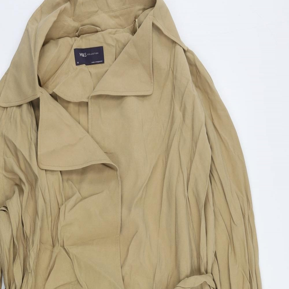 Marks and Spencer Womens Beige Overcoat Coat Size 14 - Belted