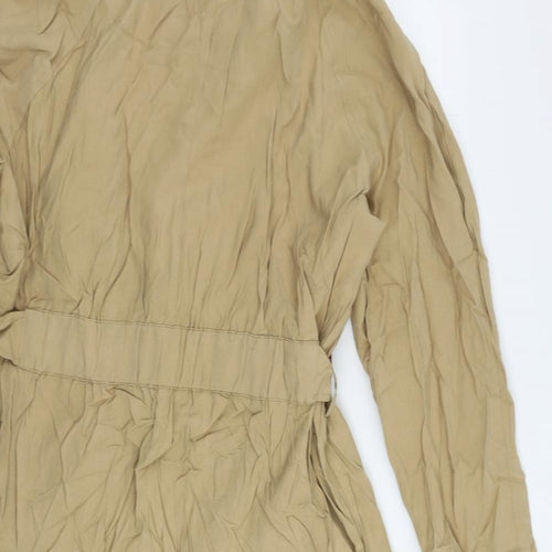 Marks and Spencer Womens Beige Overcoat Coat Size 14 - Belted