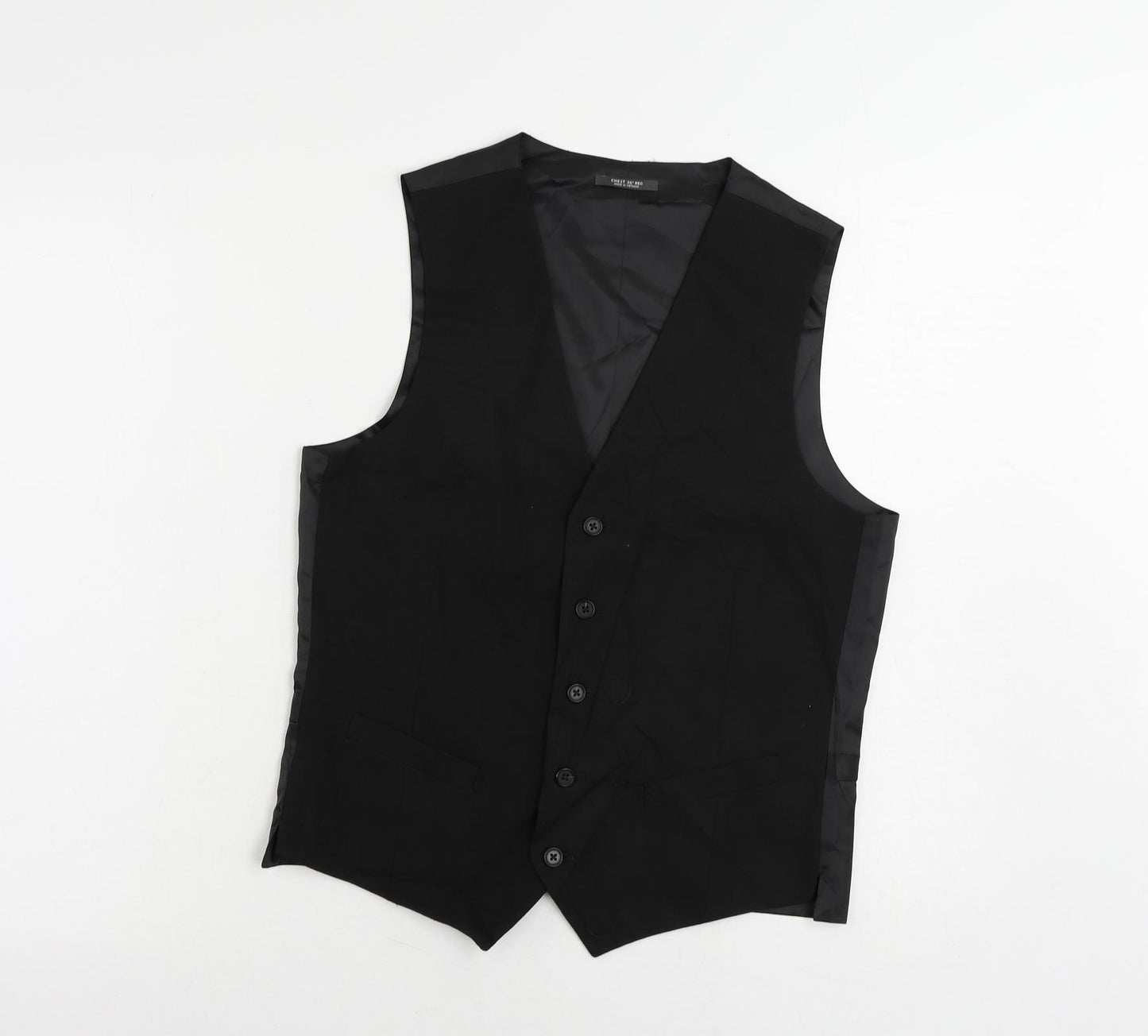 Marks and Spencer Mens Black Polyester Jacket Suit Waistcoat Size 36 Regular