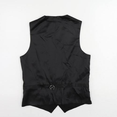 Marks and Spencer Mens Black Polyester Jacket Suit Waistcoat Size 36 Regular