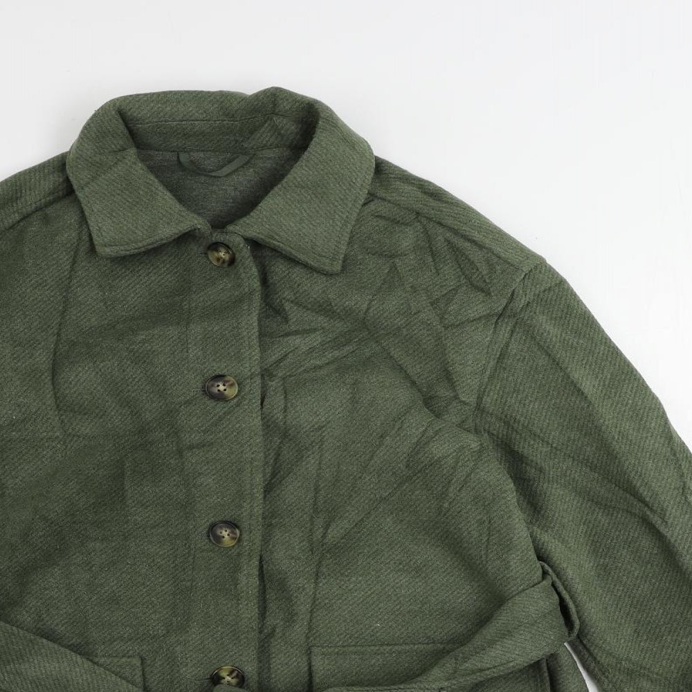 Marks and Spencer Womens Green Pea Coat Coat Size 10 Button - Belted