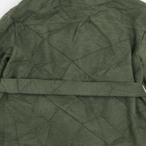 Marks and Spencer Womens Green Pea Coat Coat Size 10 Button - Belted