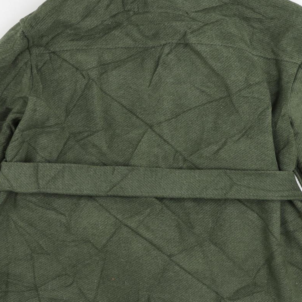 Marks and Spencer Womens Green Pea Coat Coat Size 10 Button - Belted