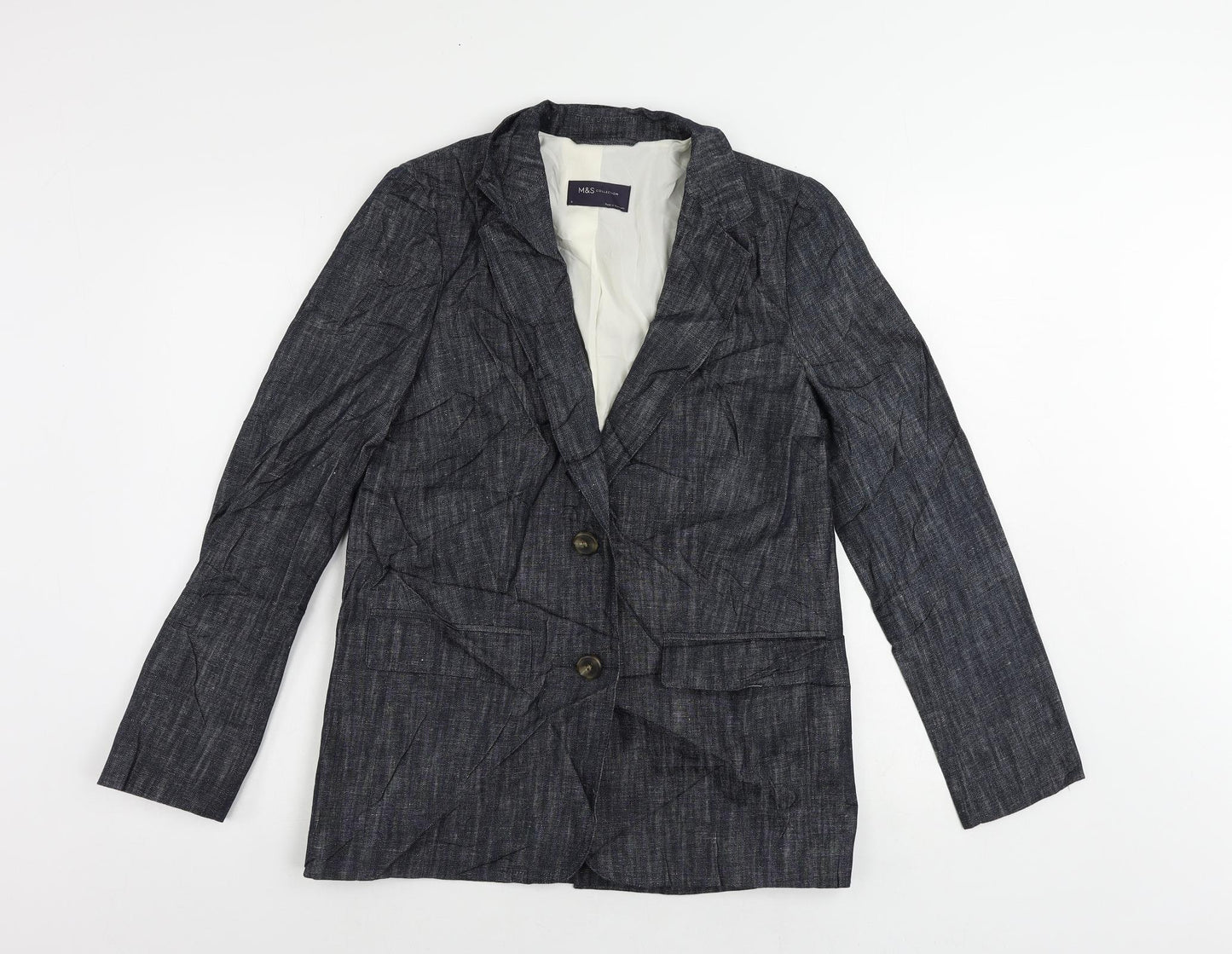 Marks and Spencer Womens Blue Jacket Blazer Size 8 Button