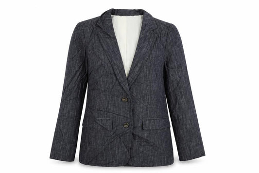 Front view of Marks & Spencer women’s blue jacket blazer, size UK 8, button