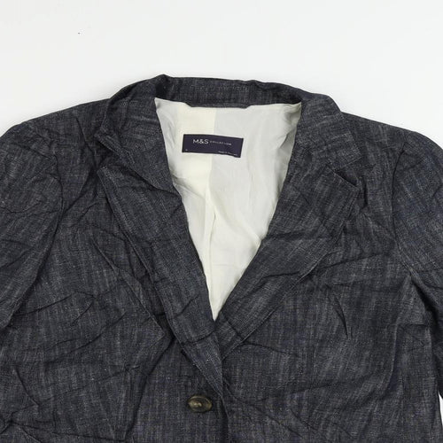 Marks and Spencer Womens Blue Jacket Blazer Size 8 Button