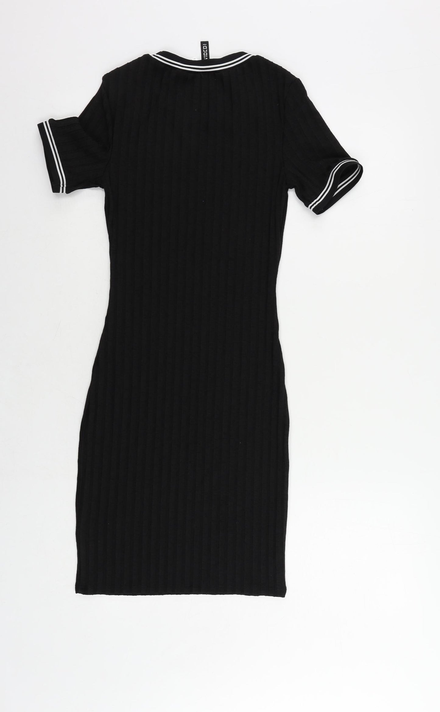 Divided by H&M Womens Black Polyester Bodycon Size 4 Crew Neck Pullover - Contrasting Trim