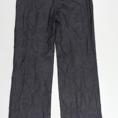 Marks and Spencer Womens Blue Polyester Trousers Size 14 L32 in Regular Zip