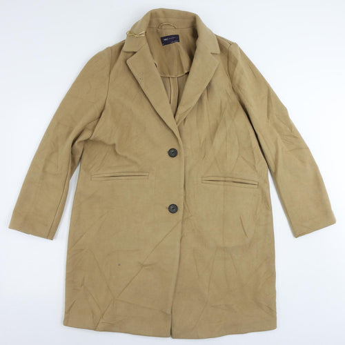 Marks and Spencer Womens Beige Overcoat Coat Size 14 Button