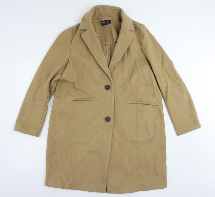 Marks and Spencer Womens Beige Overcoat Coat Size 14 Button