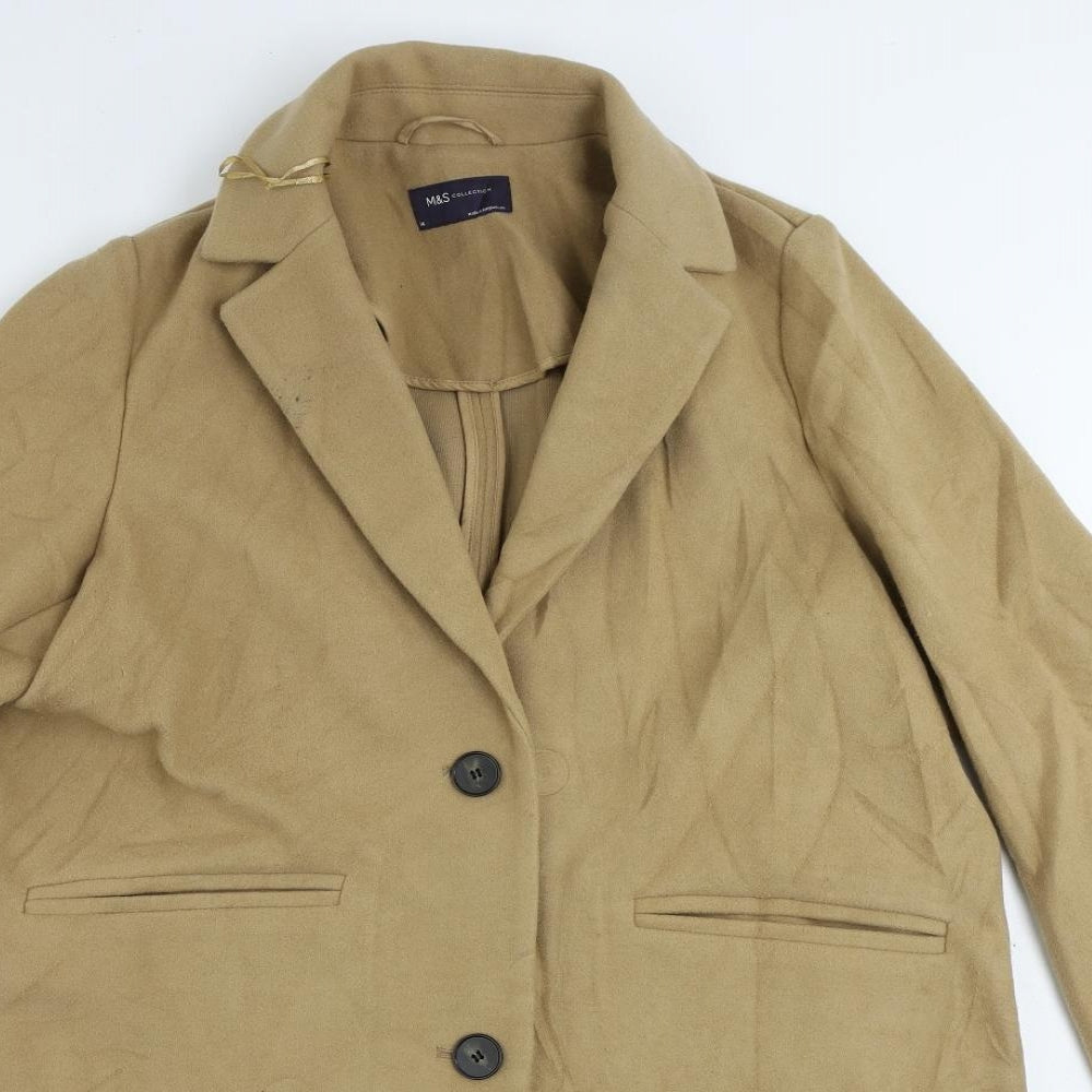 Marks and Spencer Womens Beige Overcoat Coat Size 14 Button