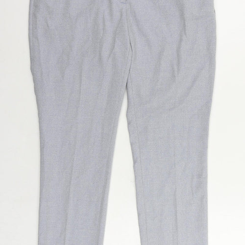 H7M Womens Blue Polyester Chino Trousers Size 12 L29 in Regular Zip