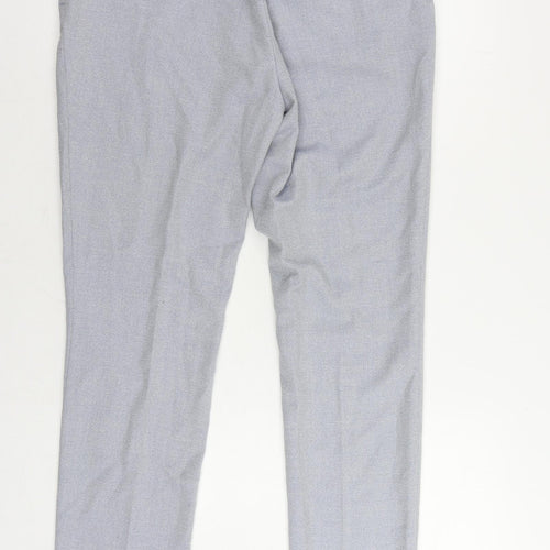 H7M Womens Blue Polyester Chino Trousers Size 12 L29 in Regular Zip
