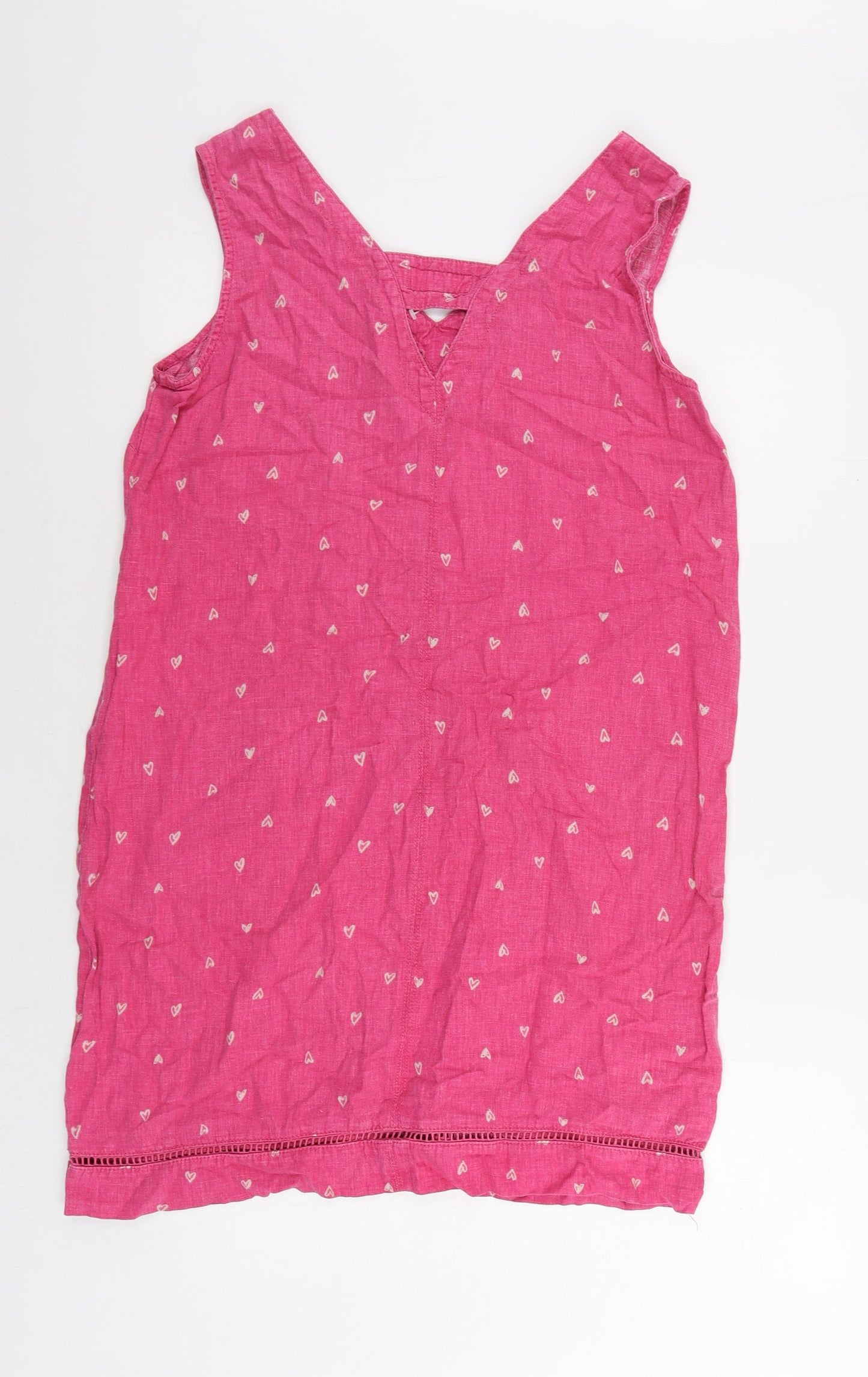 NEXT Womens Pink Geometric Linen Shift Size 12 V-Neck Pullover