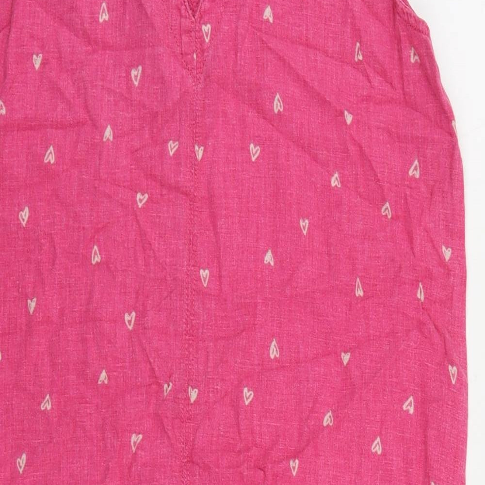 NEXT Womens Pink Geometric Linen Shift Size 12 V-Neck Pullover