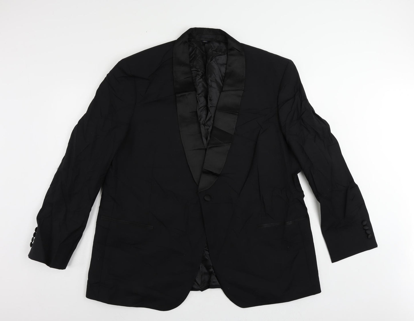Marks and Spencer Mens Black Wool Tuxedo Suit Jacket Size 48 Regular