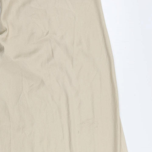 River Island Womens Beige Polyester Slip Dress Size 10 V-Neck Pullover