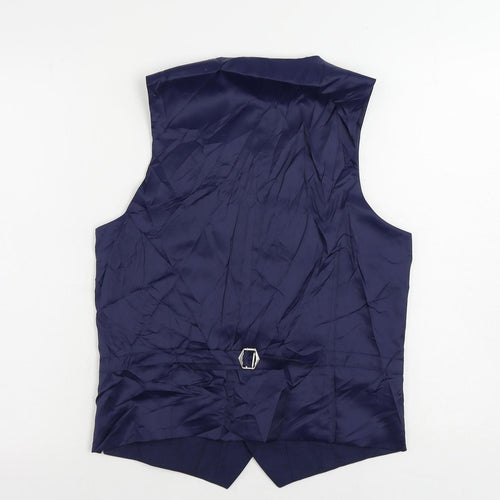 Marks and Spencer Mens Blue Polyester Jacket Suit Waistcoat Size 38 Regular