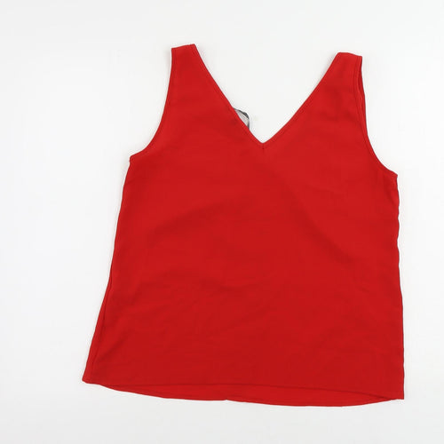 VERO MODA Womens Red Polyester Basic Tank Size M V-Neck