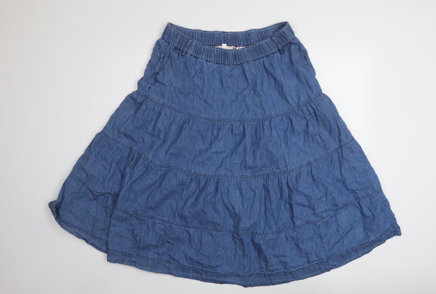 Per Una Womens Blue Cotton A-Line Skirt Size 14