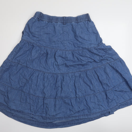Per Una Womens Blue Cotton A-Line Skirt Size 14