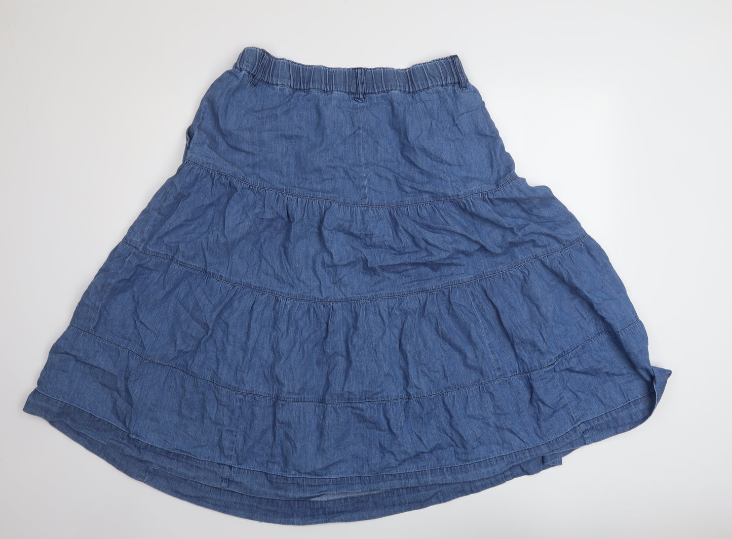 Per Una Womens Blue Cotton A-Line Skirt Size 14