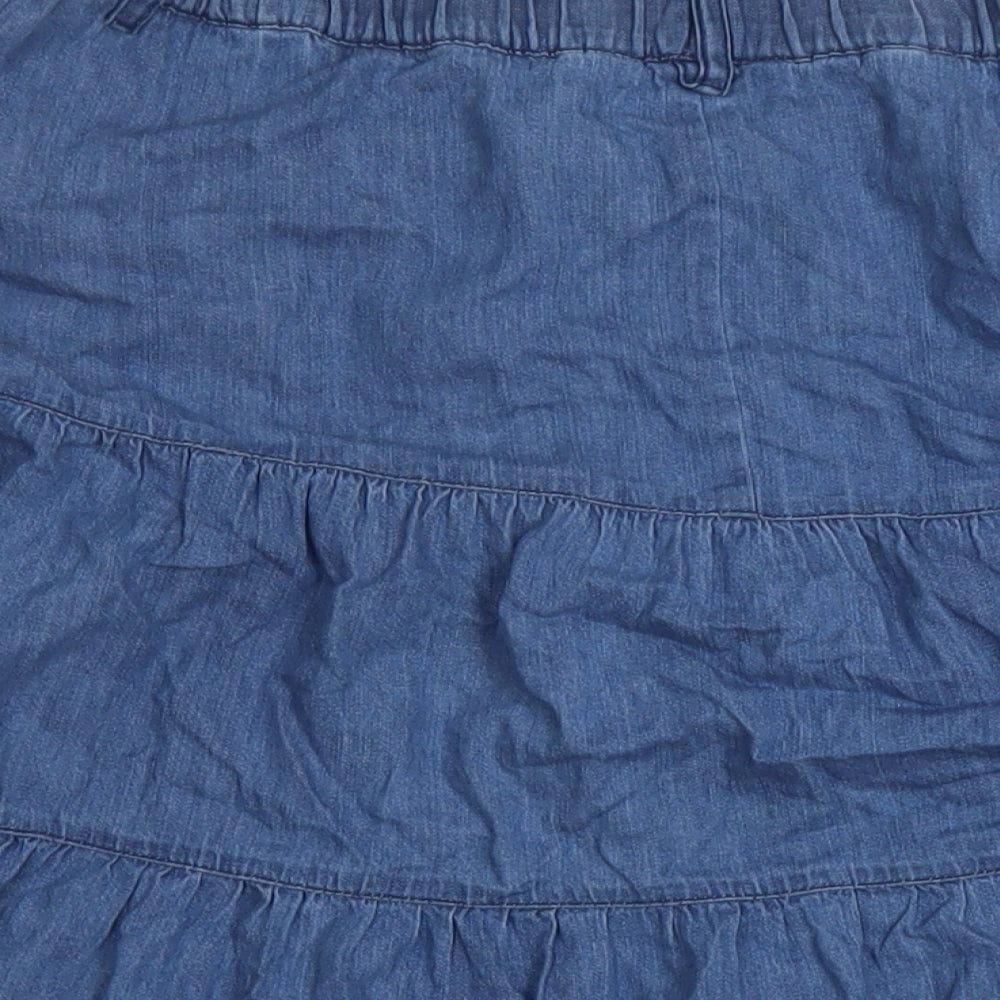 Per Una Womens Blue Cotton A-Line Skirt Size 14