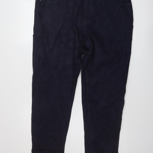Marks and Spencer Womens Blue Cotton Straight Jeans Size 18 L28 in Slim Button