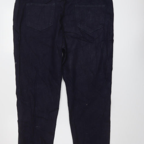 Marks and Spencer Womens Blue Cotton Straight Jeans Size 18 L28 in Slim Button
