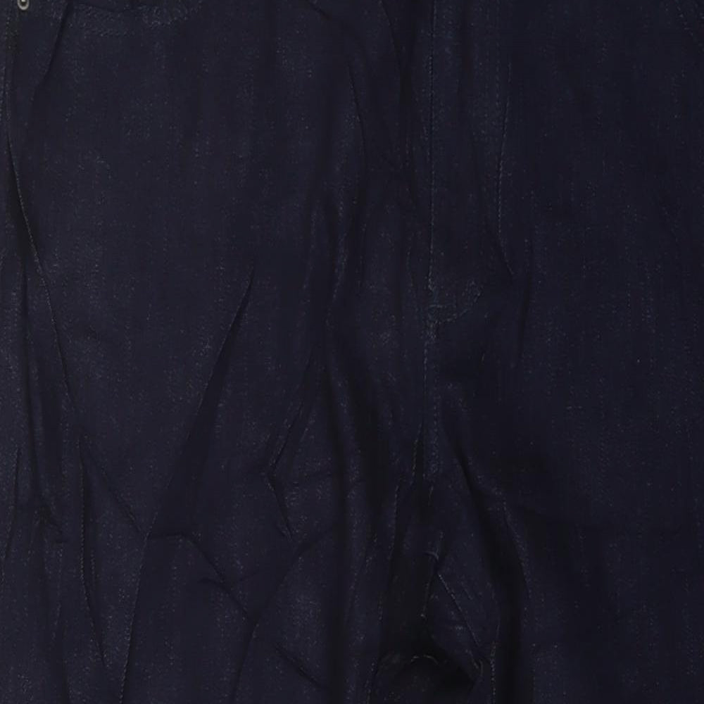 Marks and Spencer Womens Blue Cotton Straight Jeans Size 18 L28 in Slim Button