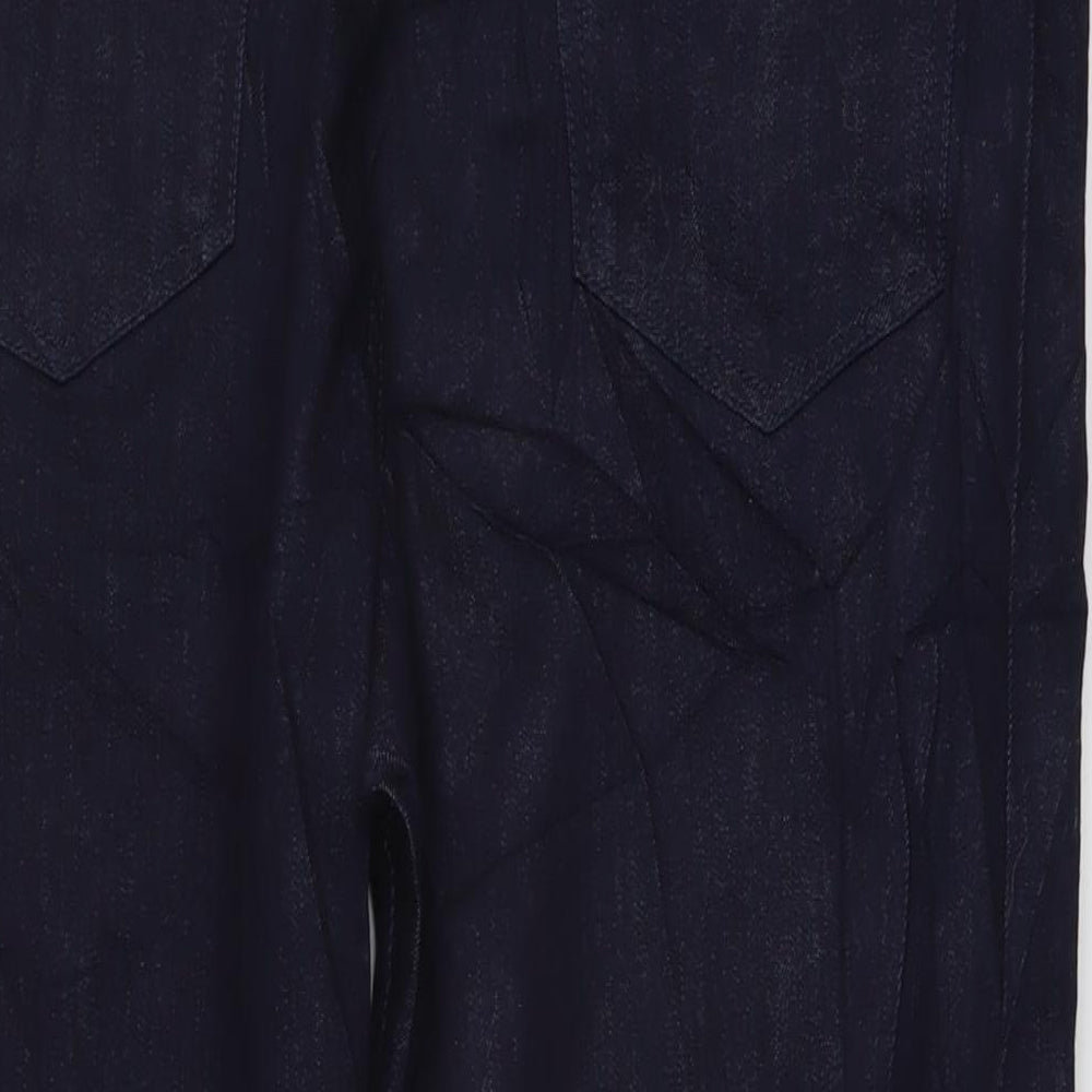 Marks and Spencer Womens Blue Cotton Straight Jeans Size 18 L28 in Slim Button