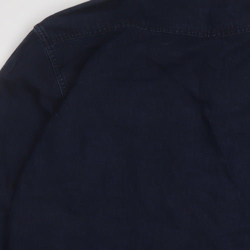 ONLY & SONS Mens Blue Cotton Button-Up Size XL Collared Snap