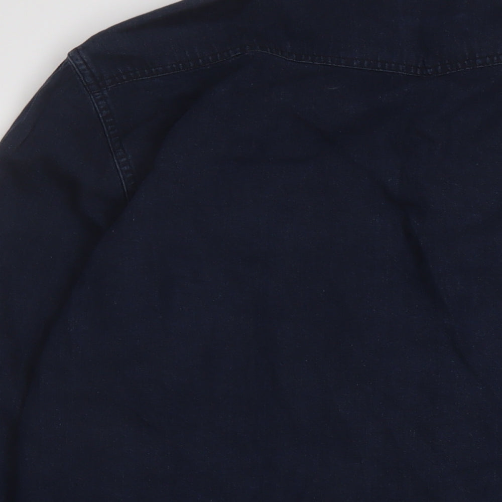 ONLY & SONS Mens Blue Cotton Button-Up Size XL Collared Snap