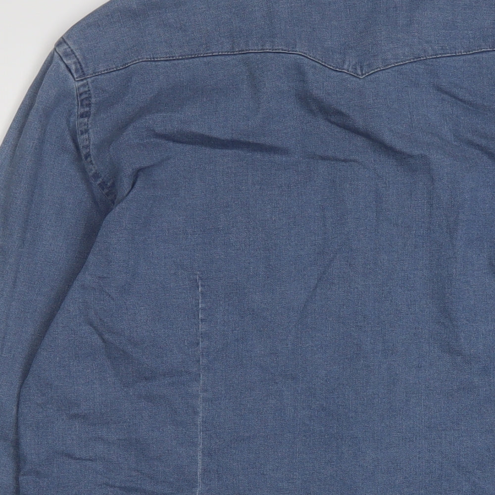 ASOS Mens Blue Cotton Button-Up Size XL Collared Snap