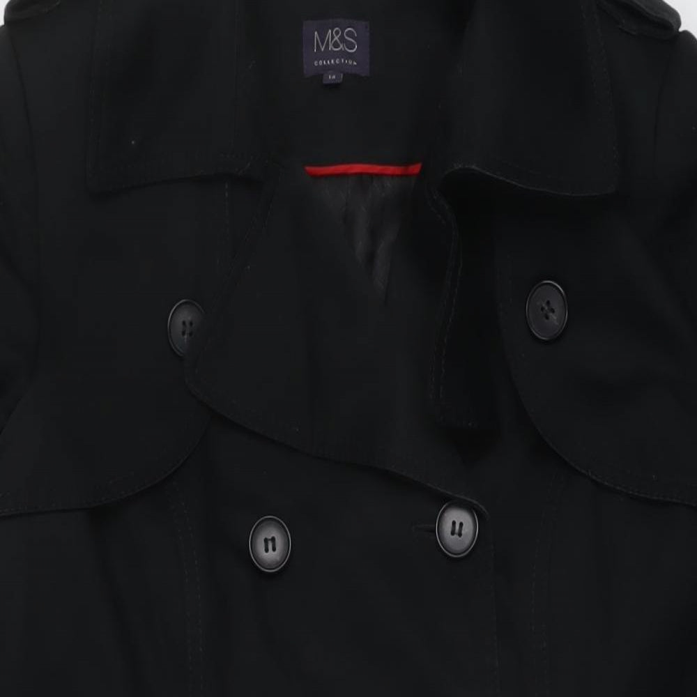 Marks and Spencer Womens Black Overcoat Coat Size 14 Button