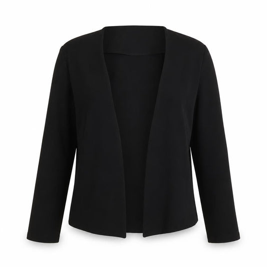 Front view of Select women’s black polyester kimono blouse, size UK 10, v-neck