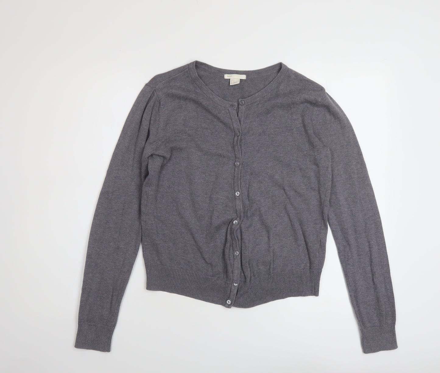 H&M Womens Grey Crew Neck Cotton Cardigan Jumper Size M