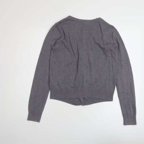 H&M Womens Grey Crew Neck Cotton Cardigan Jumper Size M