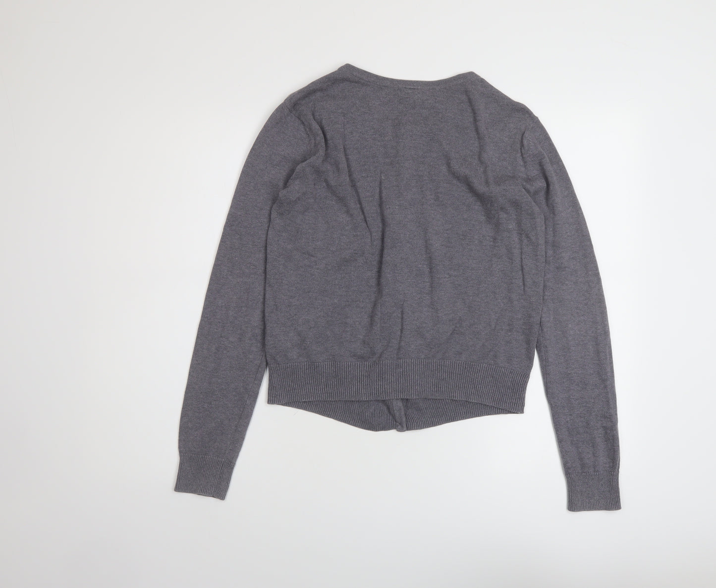 H&M Womens Grey Crew Neck Cotton Cardigan Jumper Size M