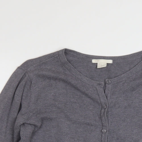 H&M Womens Grey Crew Neck Cotton Cardigan Jumper Size M