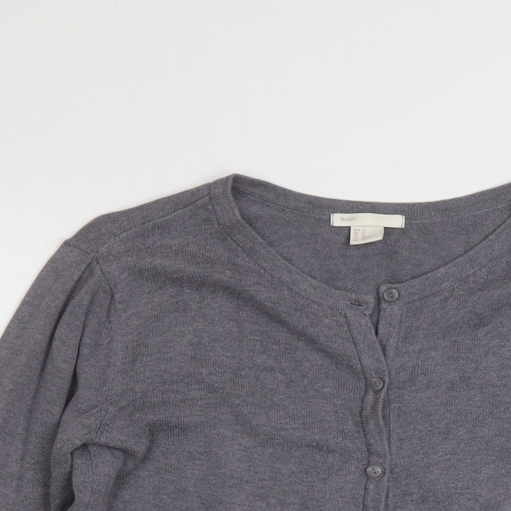 H&M Womens Grey Crew Neck Cotton Cardigan Jumper Size M