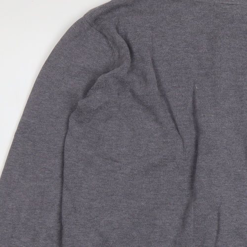 H&M Womens Grey Crew Neck Cotton Cardigan Jumper Size M