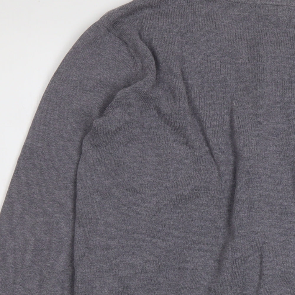 H&M Womens Grey Crew Neck Cotton Cardigan Jumper Size M