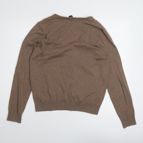 H&M Womens Brown V-Neck Cotton Cardigan Jumper Size M
