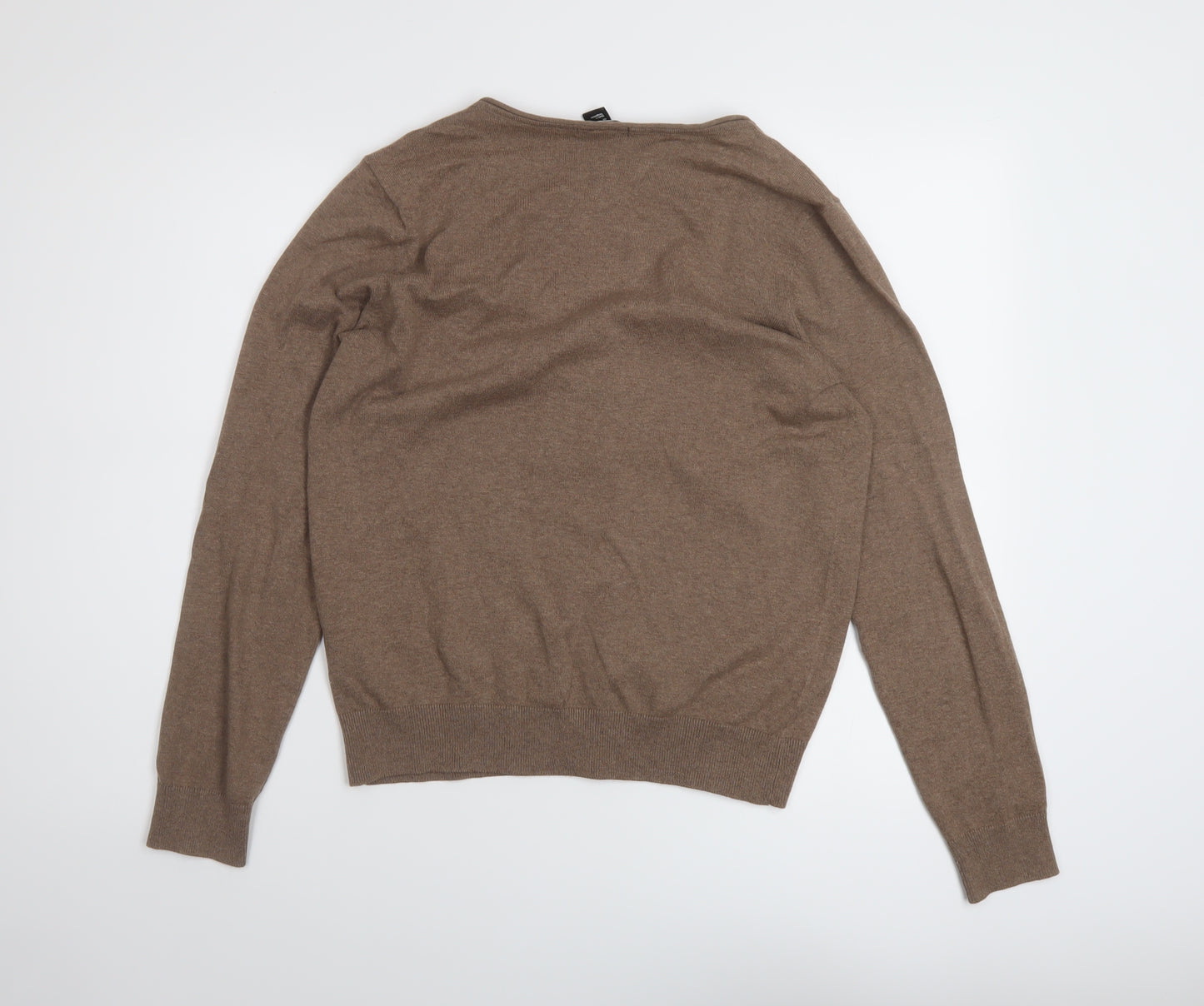 H&M Womens Brown V-Neck Cotton Cardigan Jumper Size M