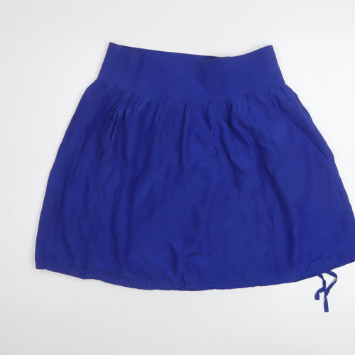 DKNY Womens Blue Silk A-Line Skirt Size 8 Zip