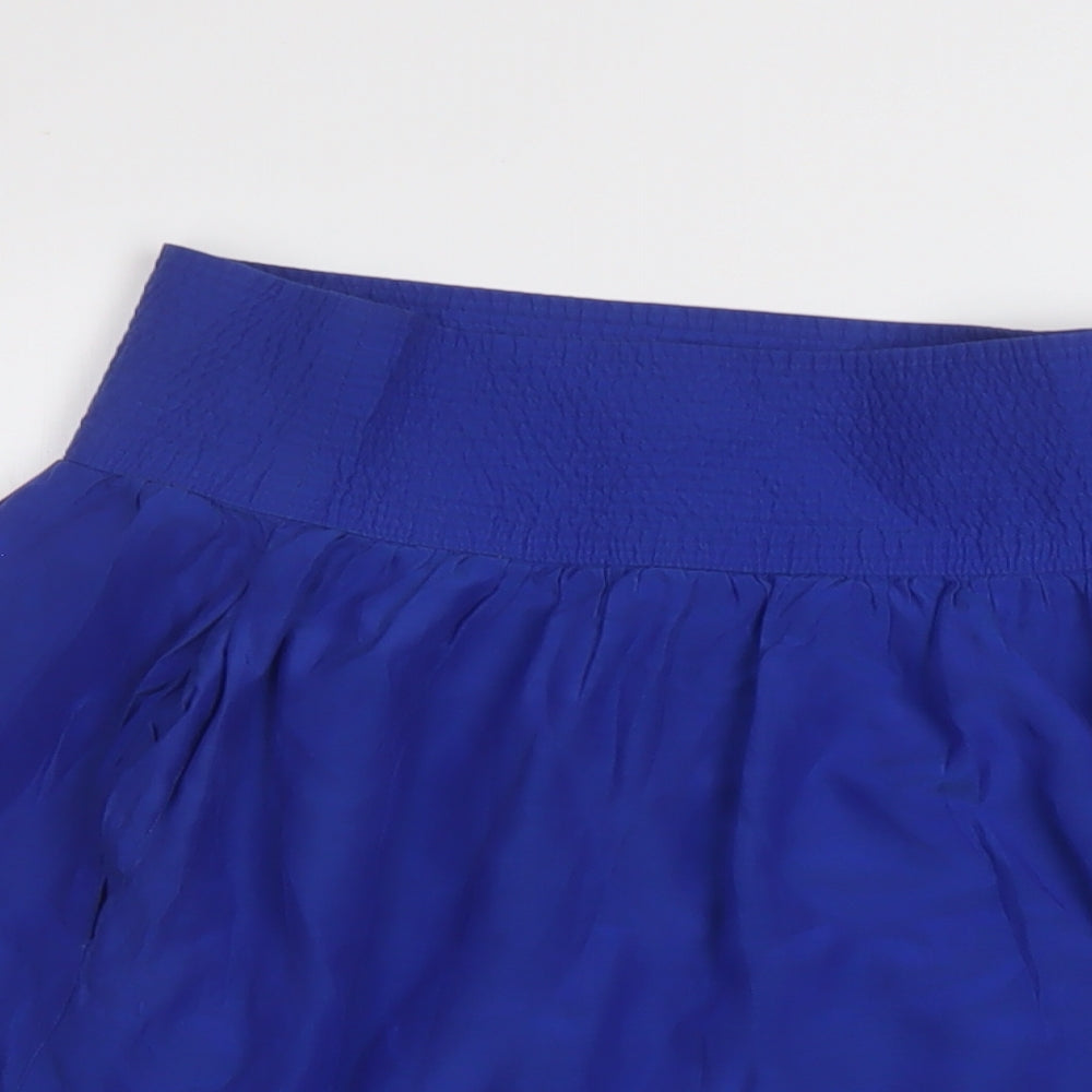 DKNY Womens Blue Silk A-Line Skirt Size 8 Zip