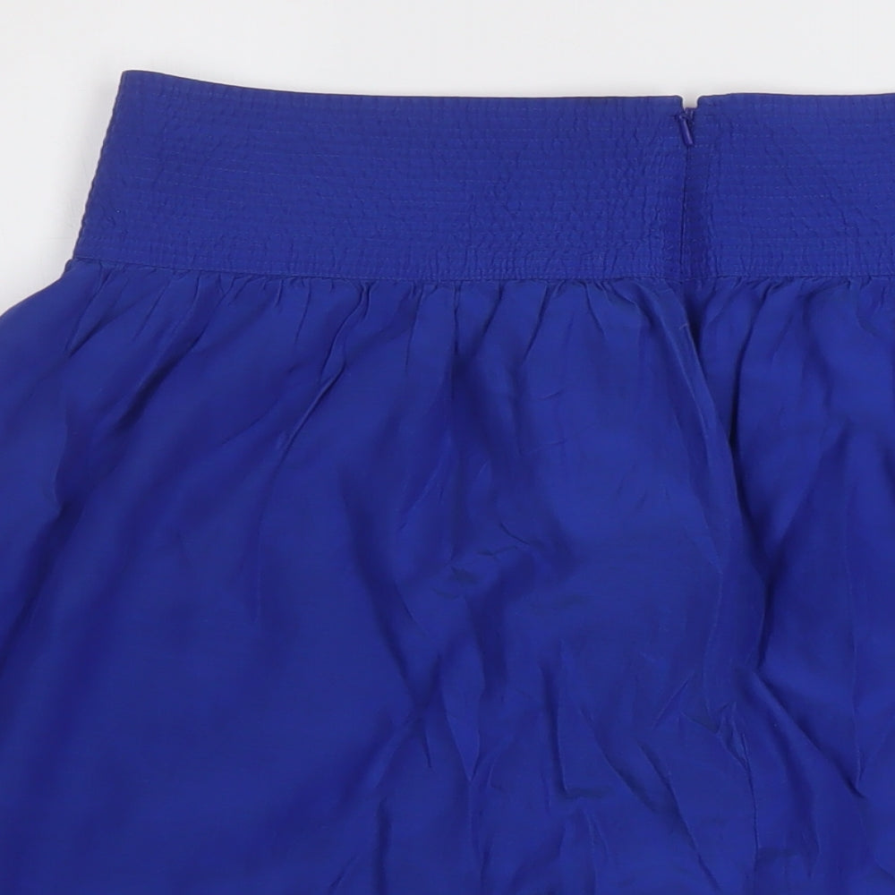 DKNY Womens Blue Silk A-Line Skirt Size 8 Zip