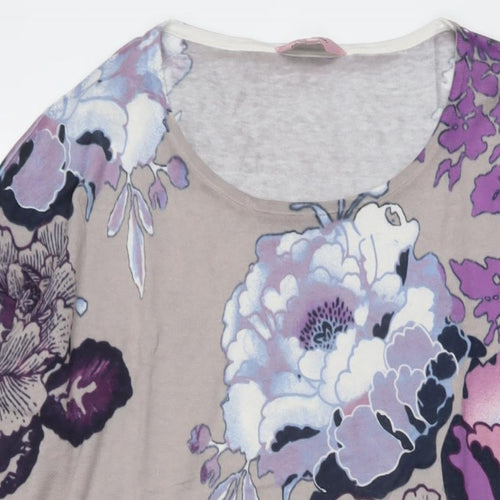 Phase Eight Womens Beige Boat Neck Floral Cotton Pullover Jumper Size S